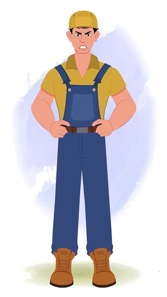 An angry Handyman animated cartoon character aka Mr.Bennet