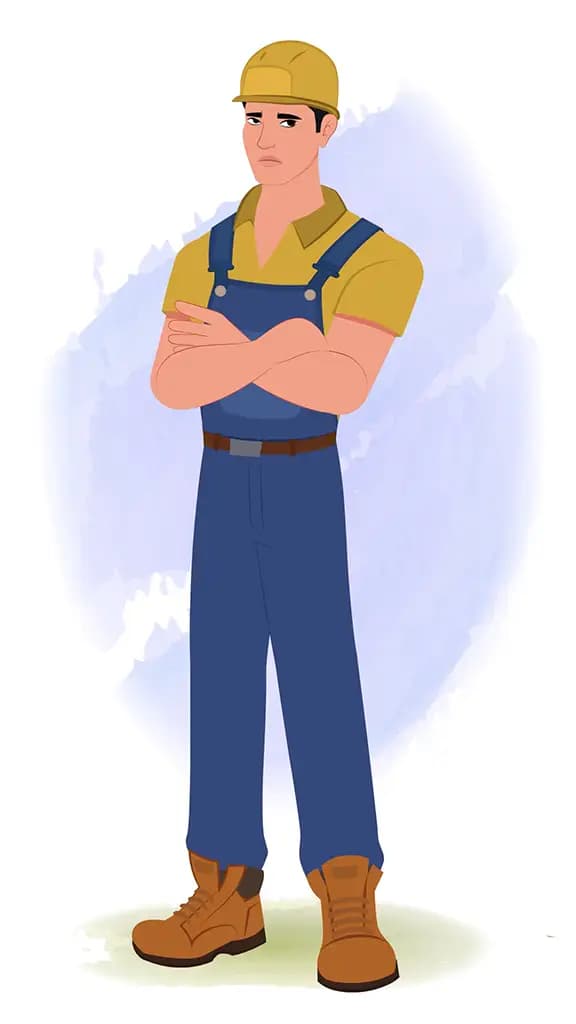 An annoyed Handyman animated cartoon character aka Mr.Bennet 3/4