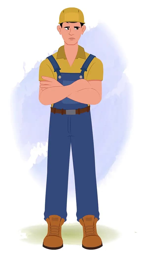 An annoyed Handyman animated cartoon character aka Mr.Bennet