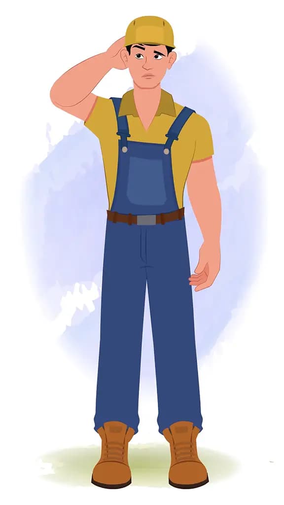 A confused Handyman animated cartoon character aka Mr.Bennet