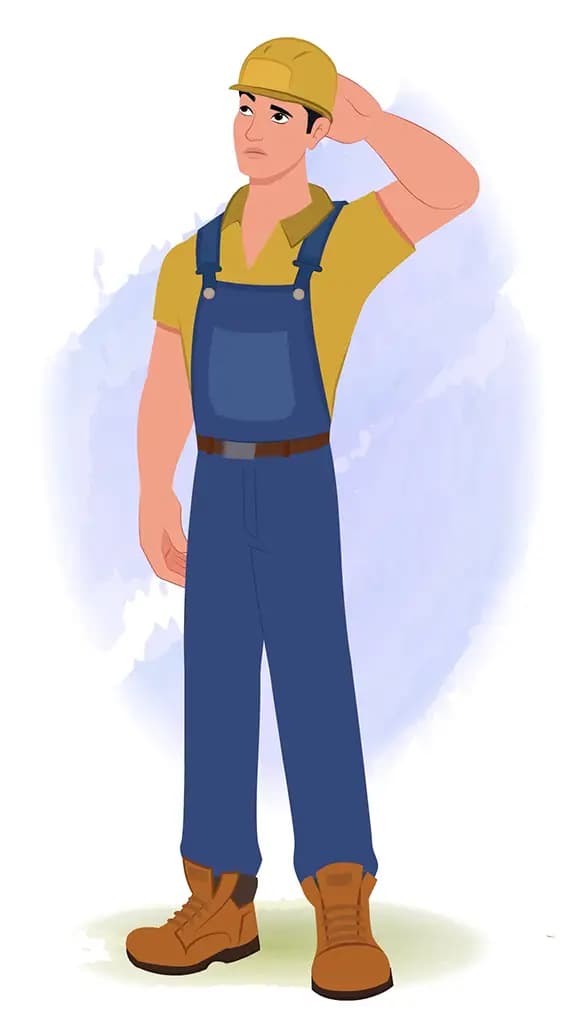 A confused Handyman animated cartoon character aka Mr.Bennet 3/4