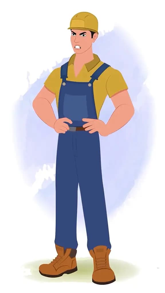 An angry Handyman animated cartoon character aka Mr.Bennet 3/4