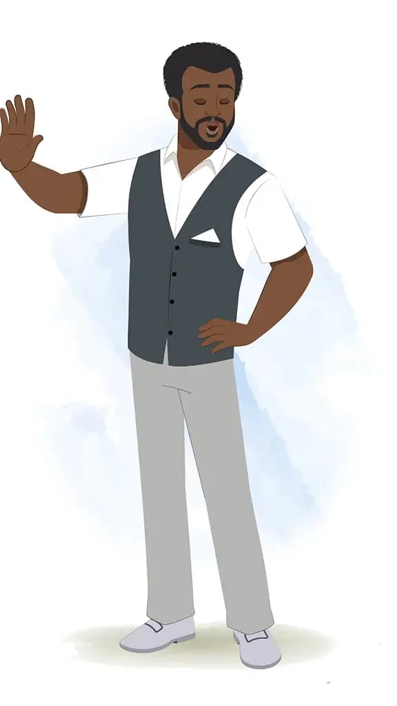 A black businessman saying no animated cartoon character aka Aston 3/4