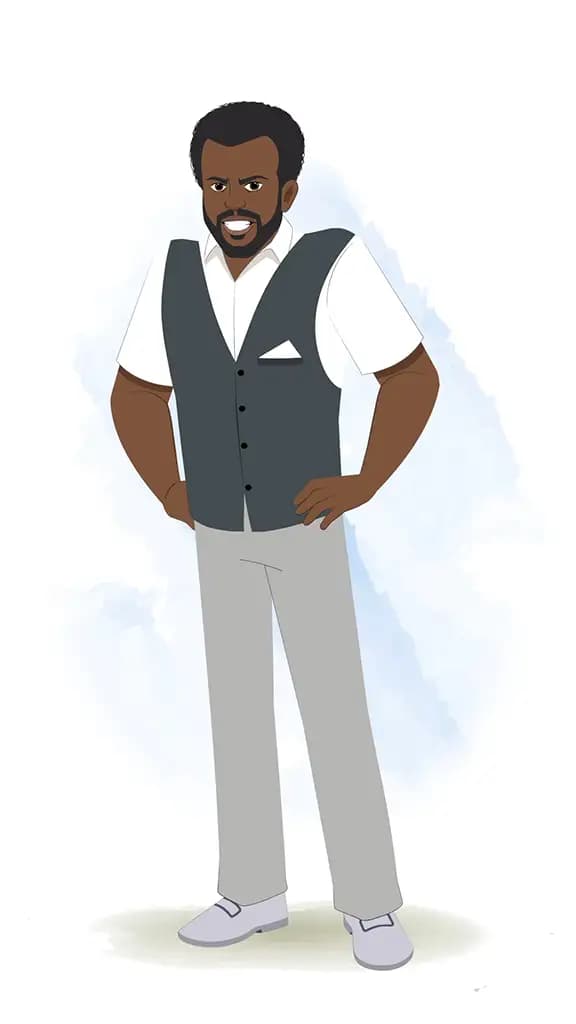 An angry black businessman animated cartoon character aka Aston 3/4