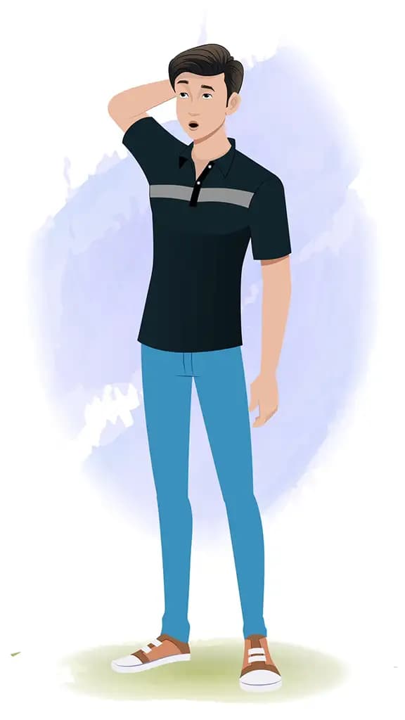 A confused man animated cartoon character aka Henry 3/4