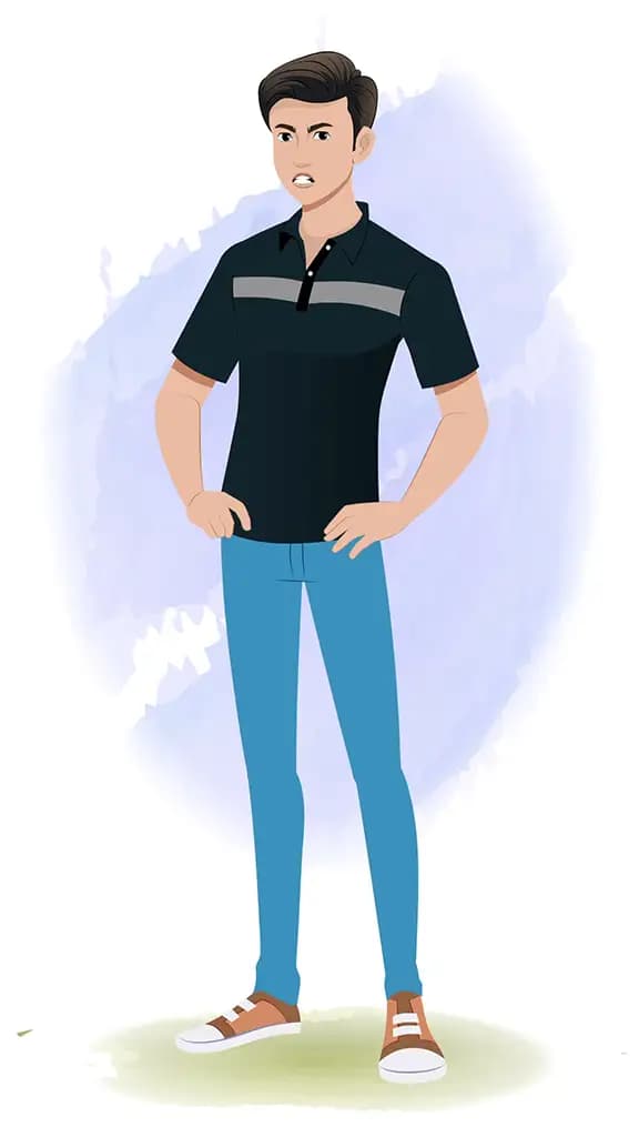 An angry man animated cartoon character aka Henry 3/4