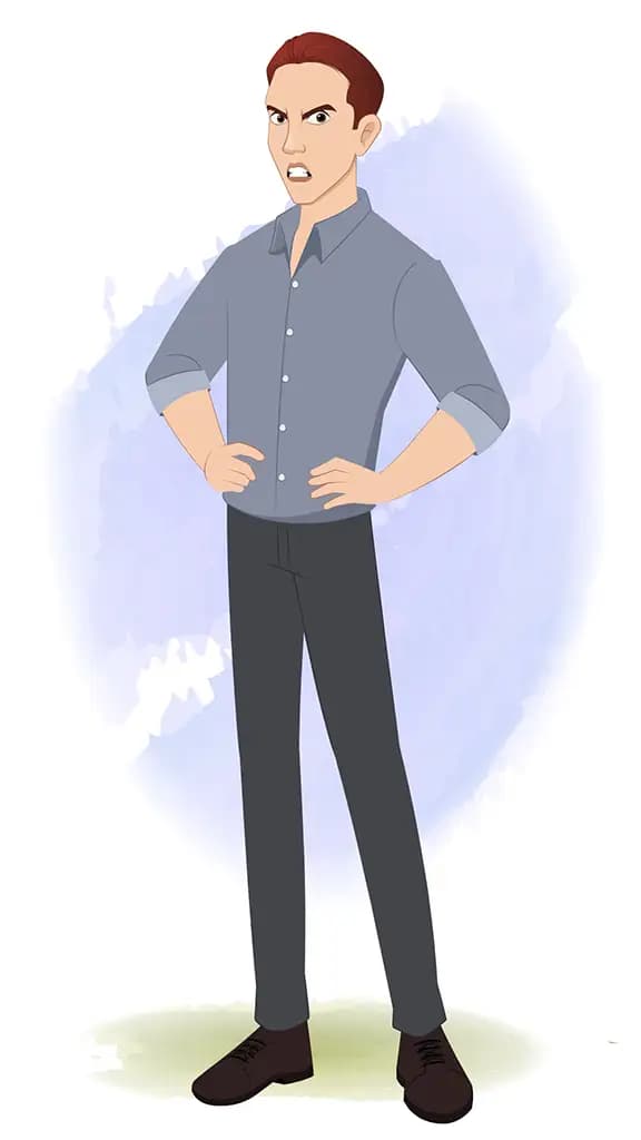 An angry Office Man animated cartoon character aka Yuvi 3/4