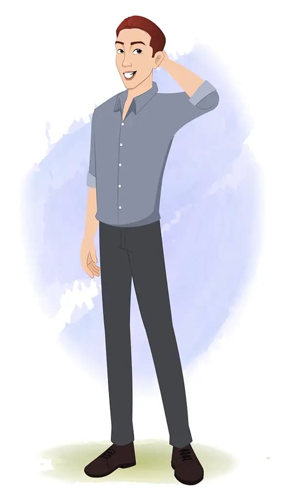 A nervous Office Man animated cartoon character aka Yuvi 3/4