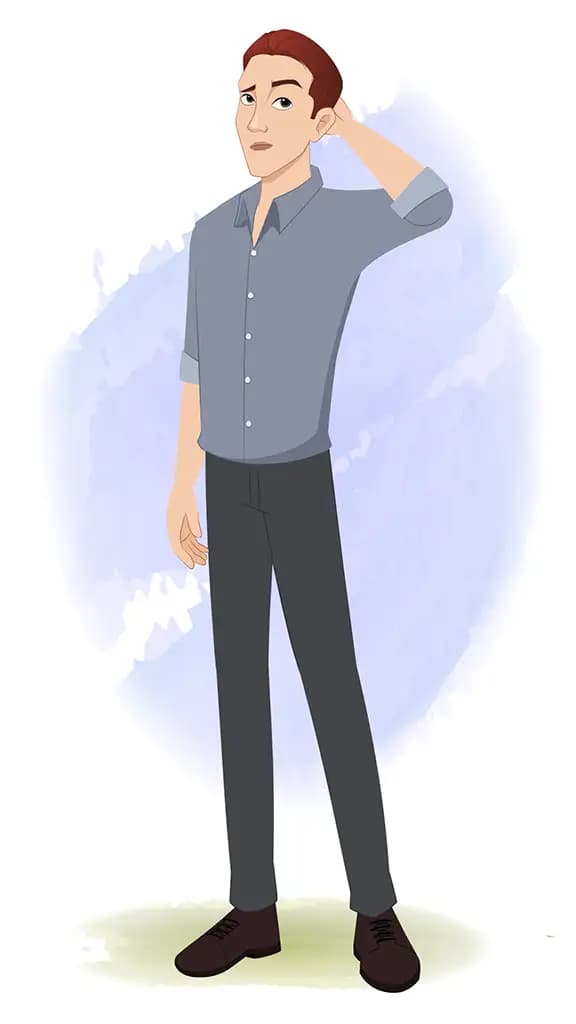 A confused Office Man animated cartoon character aka Yuvi 3/4