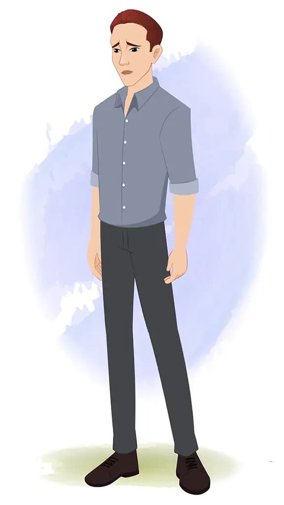 An office Man sad animated cartoon character aka Yuvi 3/4