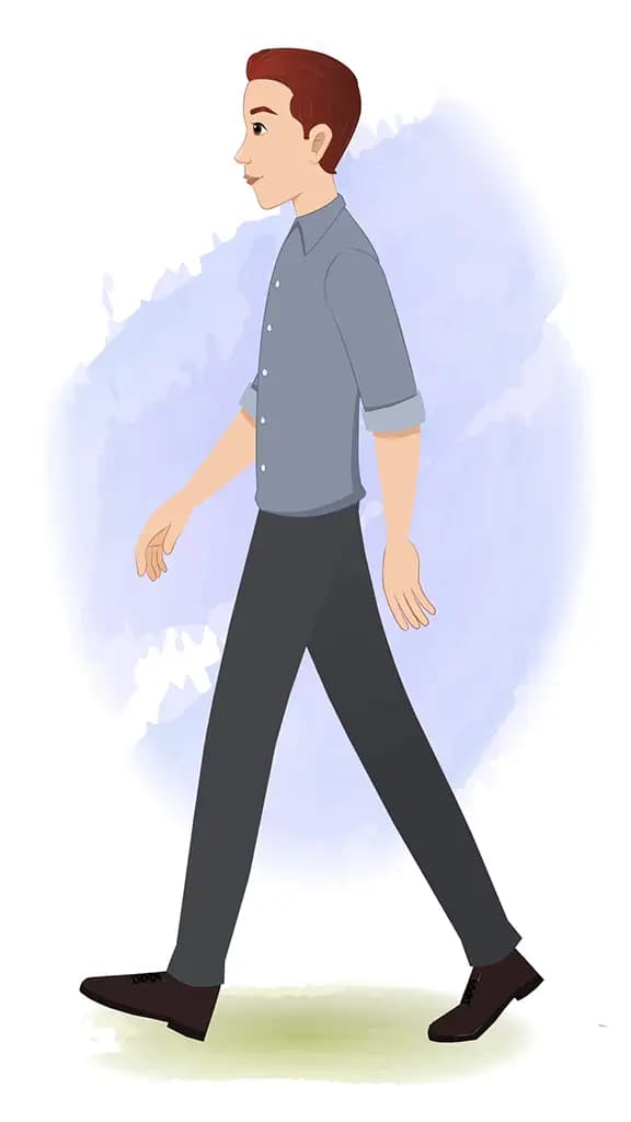 An office Man walking side view animated cartoon character aka Yuvi