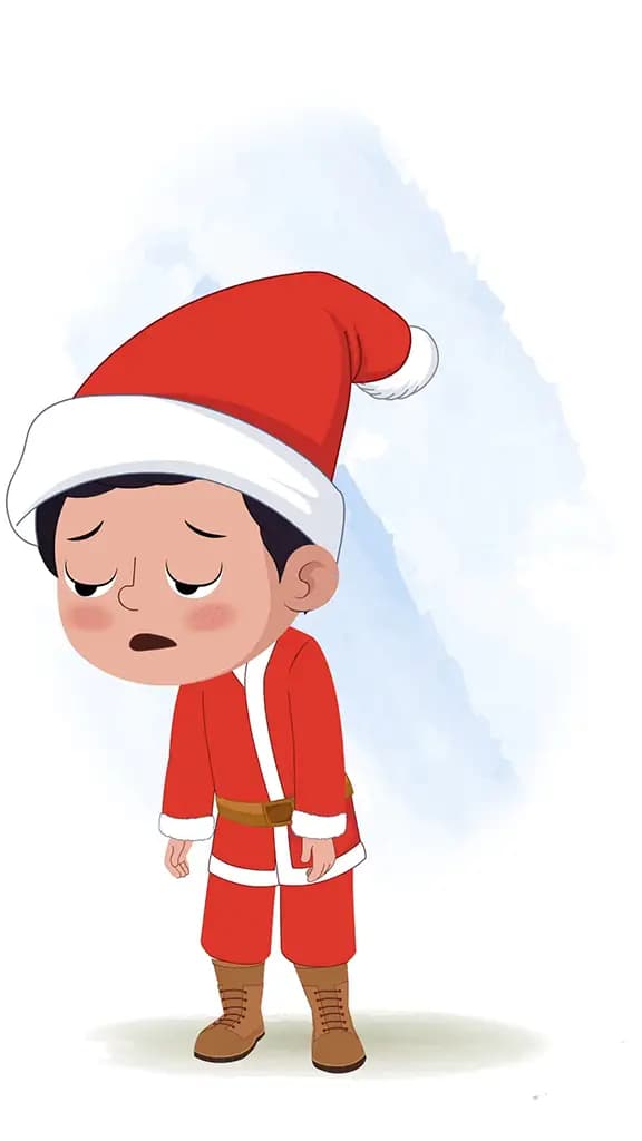 A christmas tired boy animated cartoon character aka tim 3/4