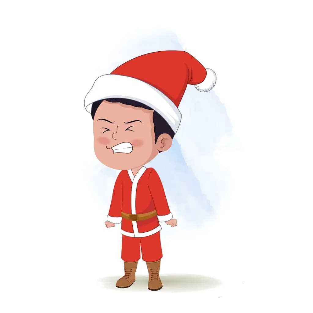 An angry christmas boy animated cartoon character aka tim 3/4