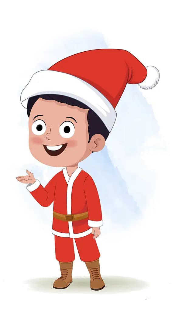 A christmas boy talking animated cartoon character aka tim 3/4