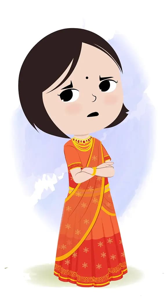 An annoyed little girl animated cartoon character aka tia 3/4