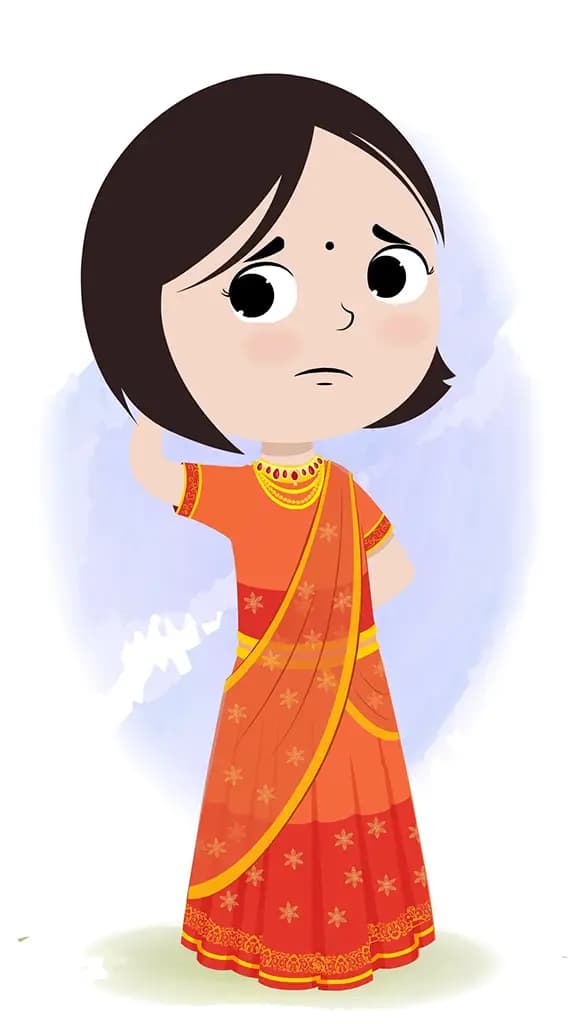 A confused little girl animated cartoon character aka tia 3/4