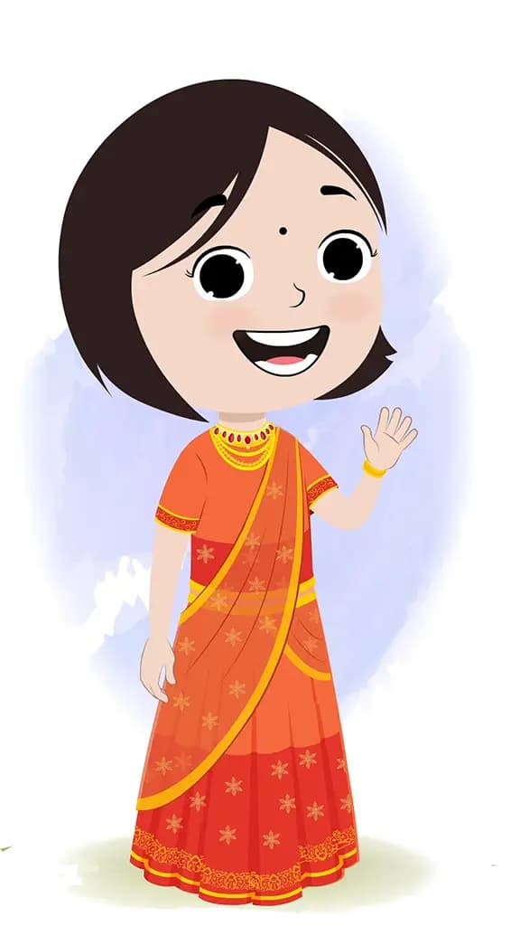 little girl saying hello animated cartoon character aka tia