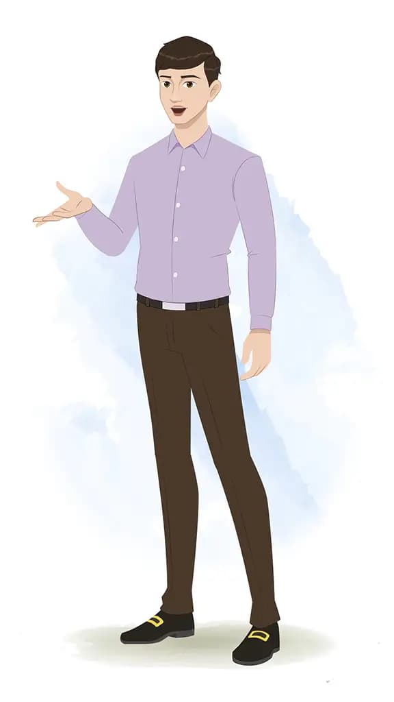 A businessman talking animated cartoon character aka joseph 3/4