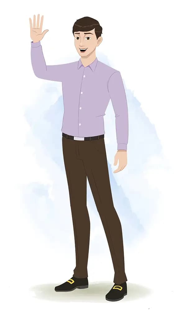 A businessman saying hello animated cartoon character aka joseph 3/4