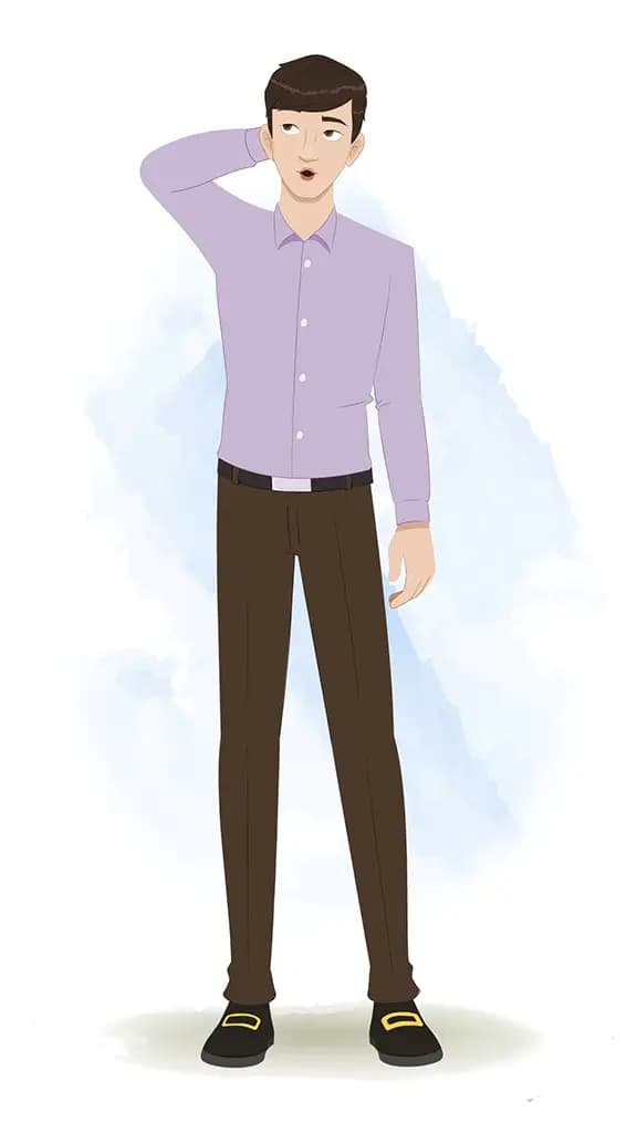 A confused Businessman animated cartoon character aka joseph