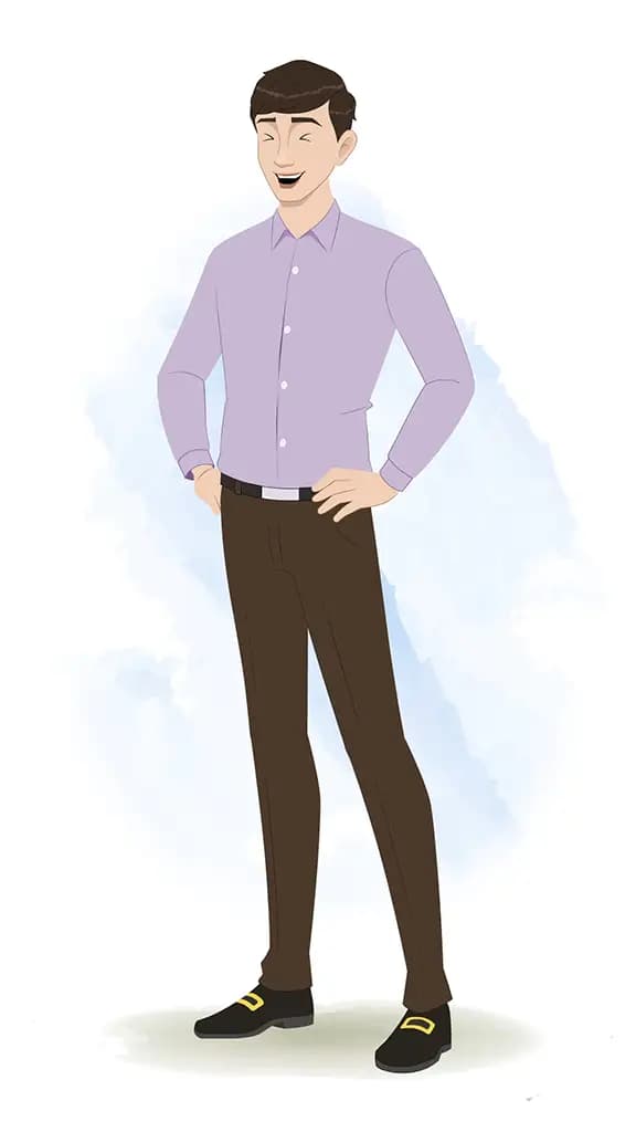 A businessman laughing animated cartoon character aka joseph 3/4