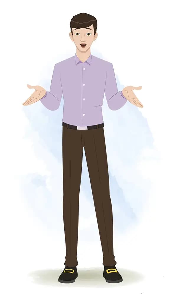 A businessman talking animated cartoon character aka joseph