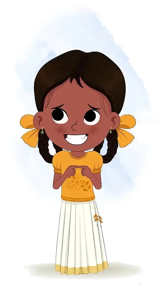 A nervous little girl animated cartoon character aka tara