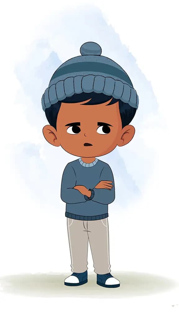 An annoyed little boy animated cartoon character aka arun