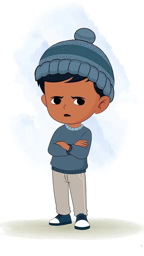 An annoyed little boy animated cartoon character aka arun 3/4