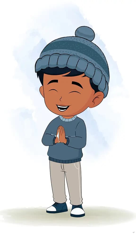 A little boy clapping animated cartoon character aka arun