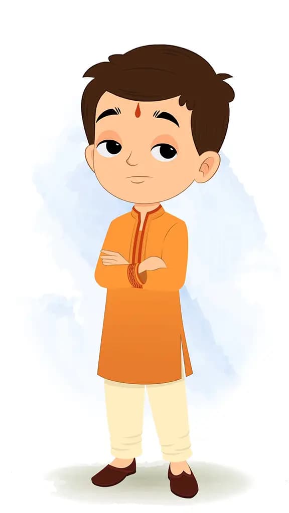 An annoyed Indian boy animated cartoon character aka bittu 3/4