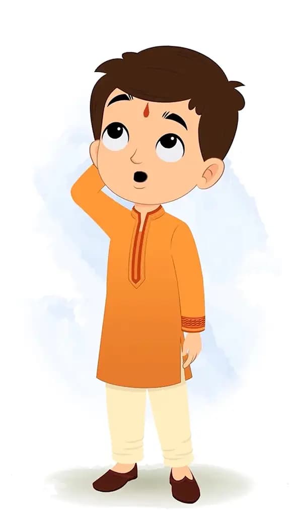 A confused Indian boy animated cartoon character aka bittu 3/4