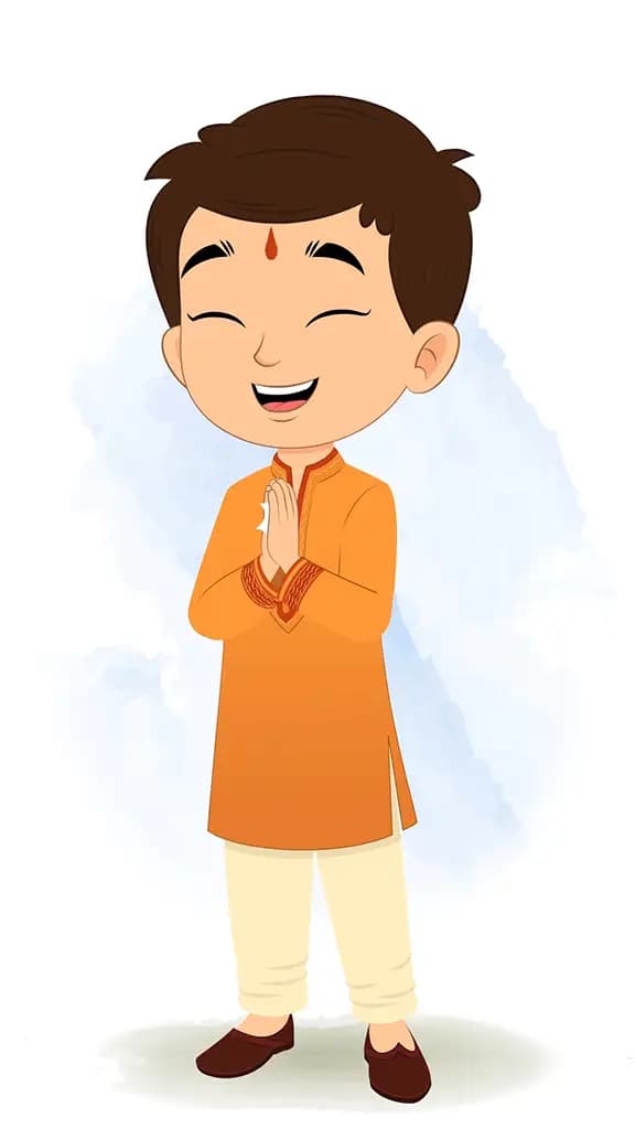 An Indian boy clapping animated cartoon character aka bittu