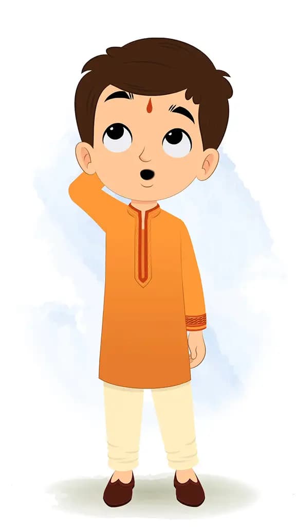A confused Indian boy animated character cartoon vector aka bittu