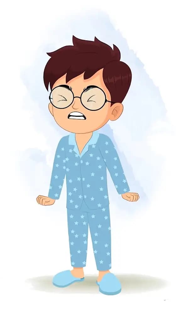 An angry boy in night dress animated cartoon character aka harry 3/4
