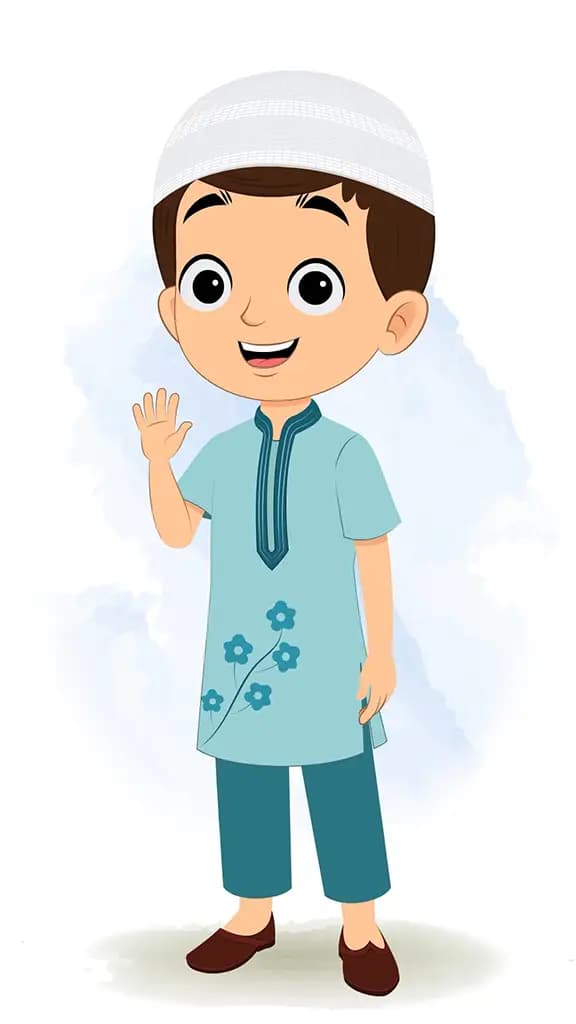 A cute muslim boy talking animated cartoon character aka bittu 3/4