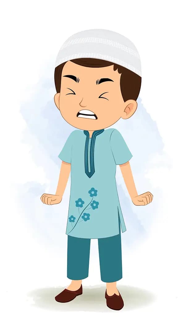 An angry cute muslim boy animated cartoon character aka bittu 3/4