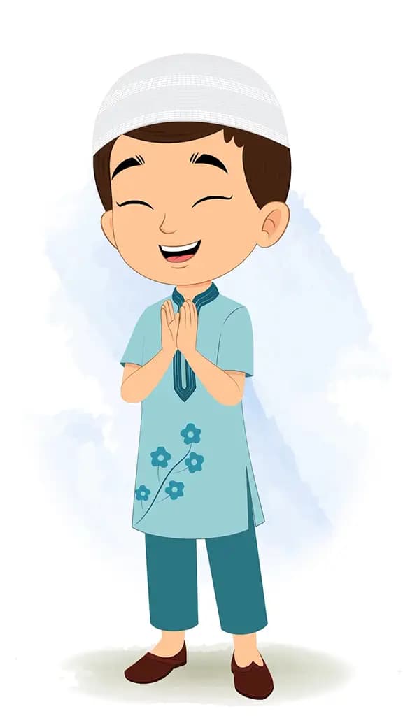 A cute muslim boy clapping animated cartoon character aka bittu