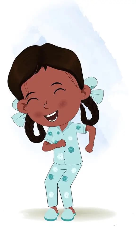 A little Indian girl dancing animated cartoon character aka kaya