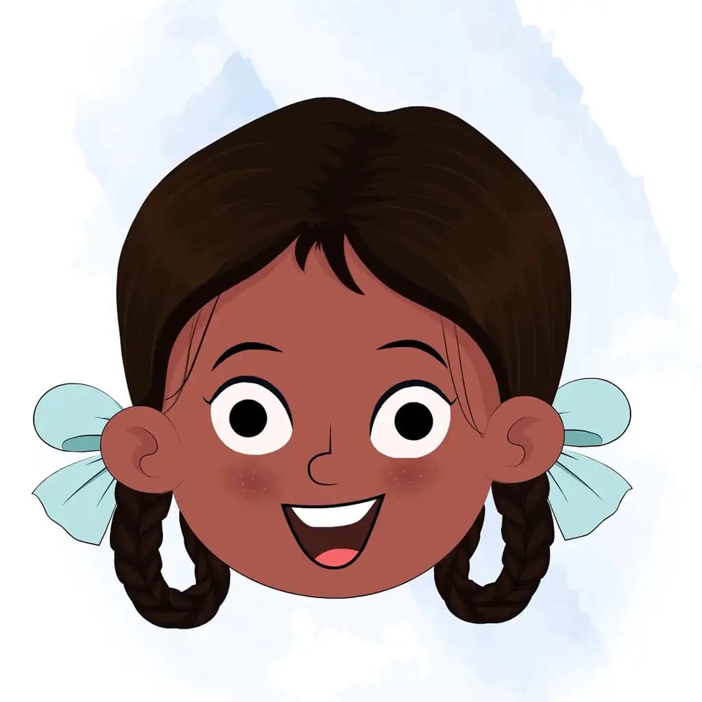 little Indian girl animated cartoon face with different facial expressions aka kaya