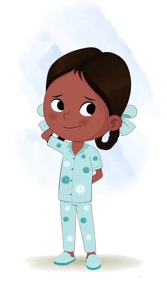 A confused little Indian girl animated cartoon character aka kaya 3/4