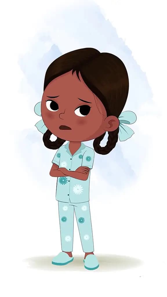 An annoyed little Indian girl animated cartoon character aka kaya 3/4