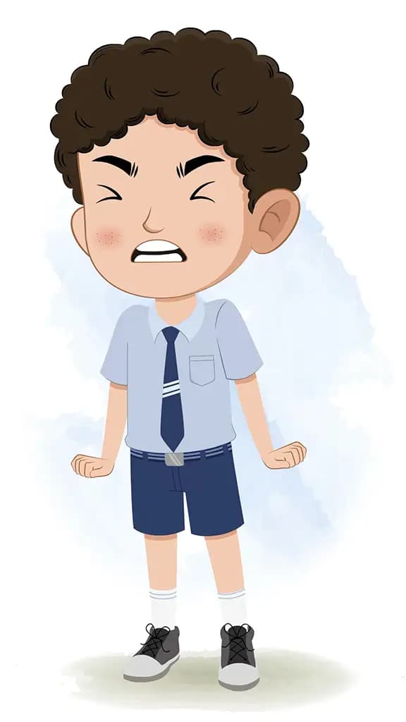 An Curly hair angry school boy animated cartoon character aka sachin 3/4