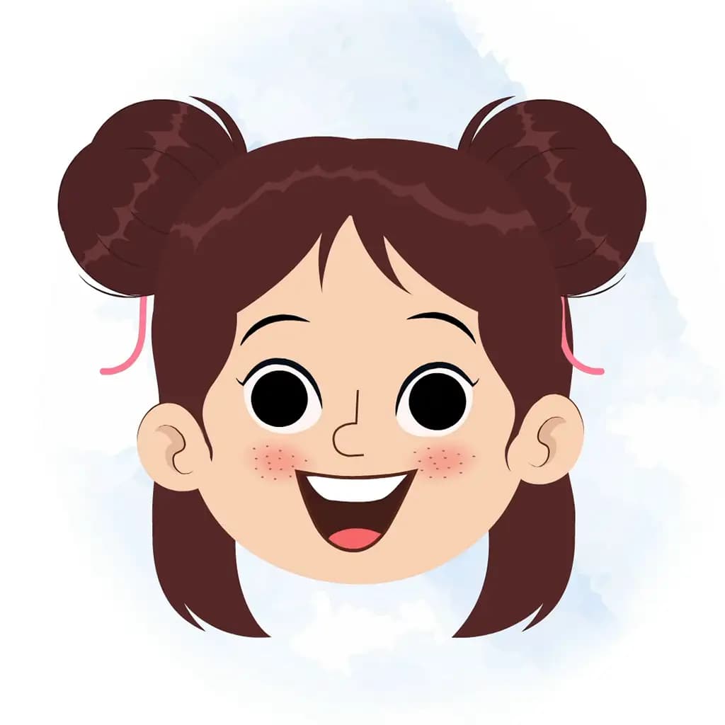 A prettiest girl animated cartoon face with different facial expressions aka jill