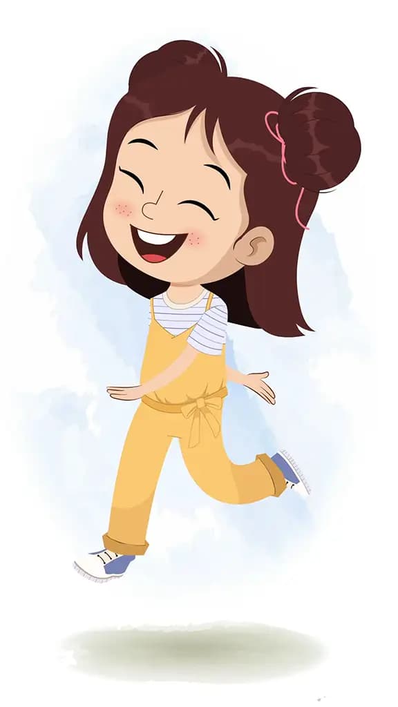 A prettiest girl animated cartoon character walking joyfully aka jill
