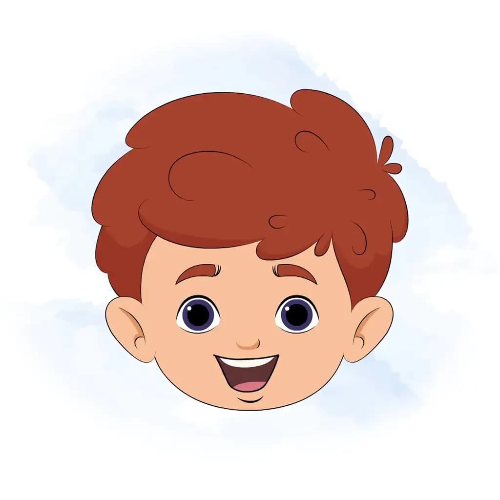 A little red hair boy animated cartoon face with different facial expressions aka sunny