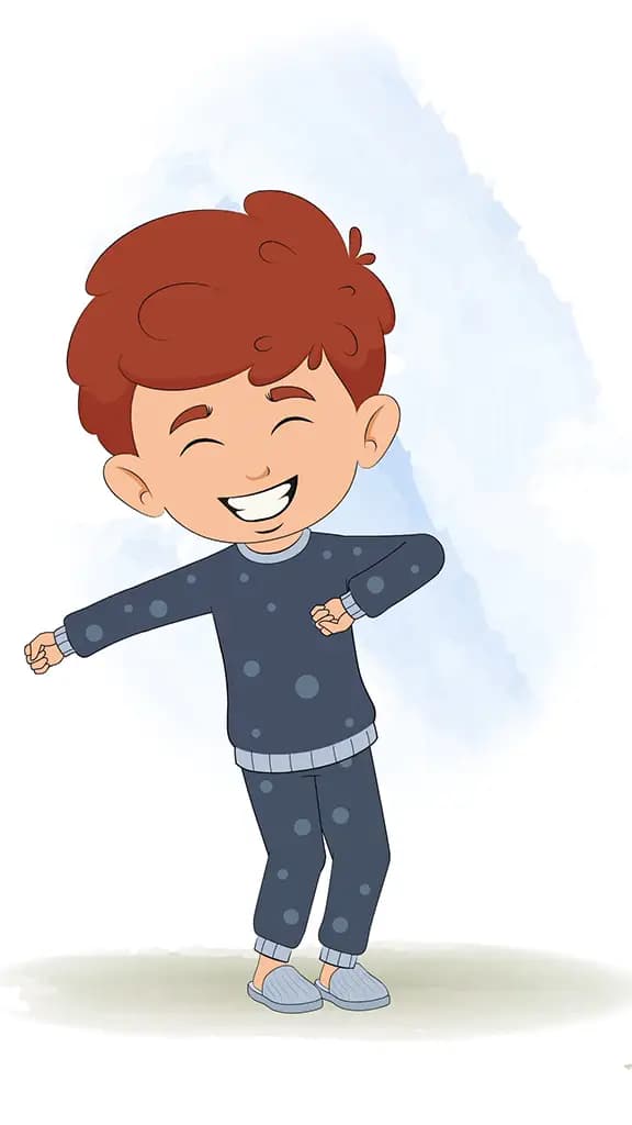 A little red hair boy dancing animated cartoon character aka sunny