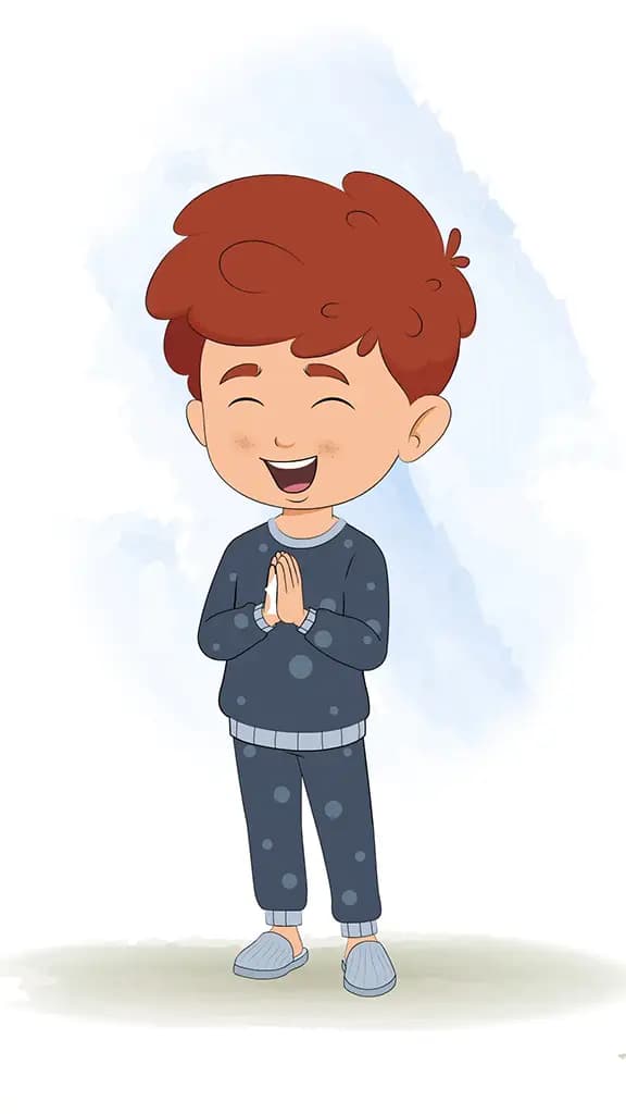 A little red hair boy clapping animated cartoon character aka sunny