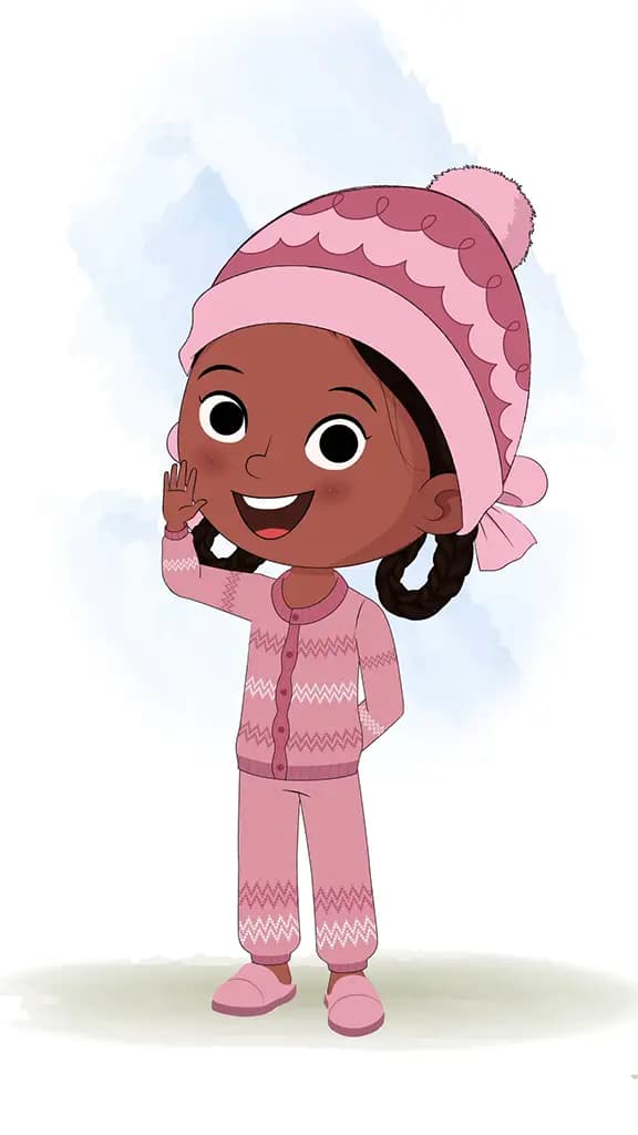 A cute girl saying hello animated cartoon character aka tara