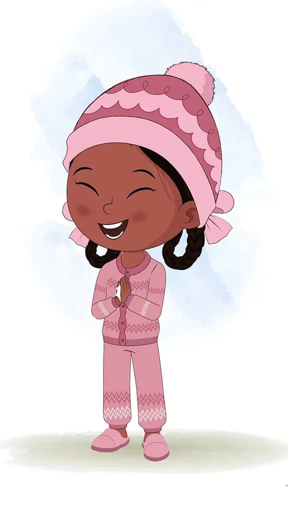 A cute girl clapping animated cartoon character aka tara